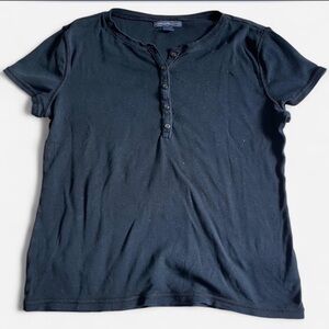 American Living Black Short Sleeve Henley Top